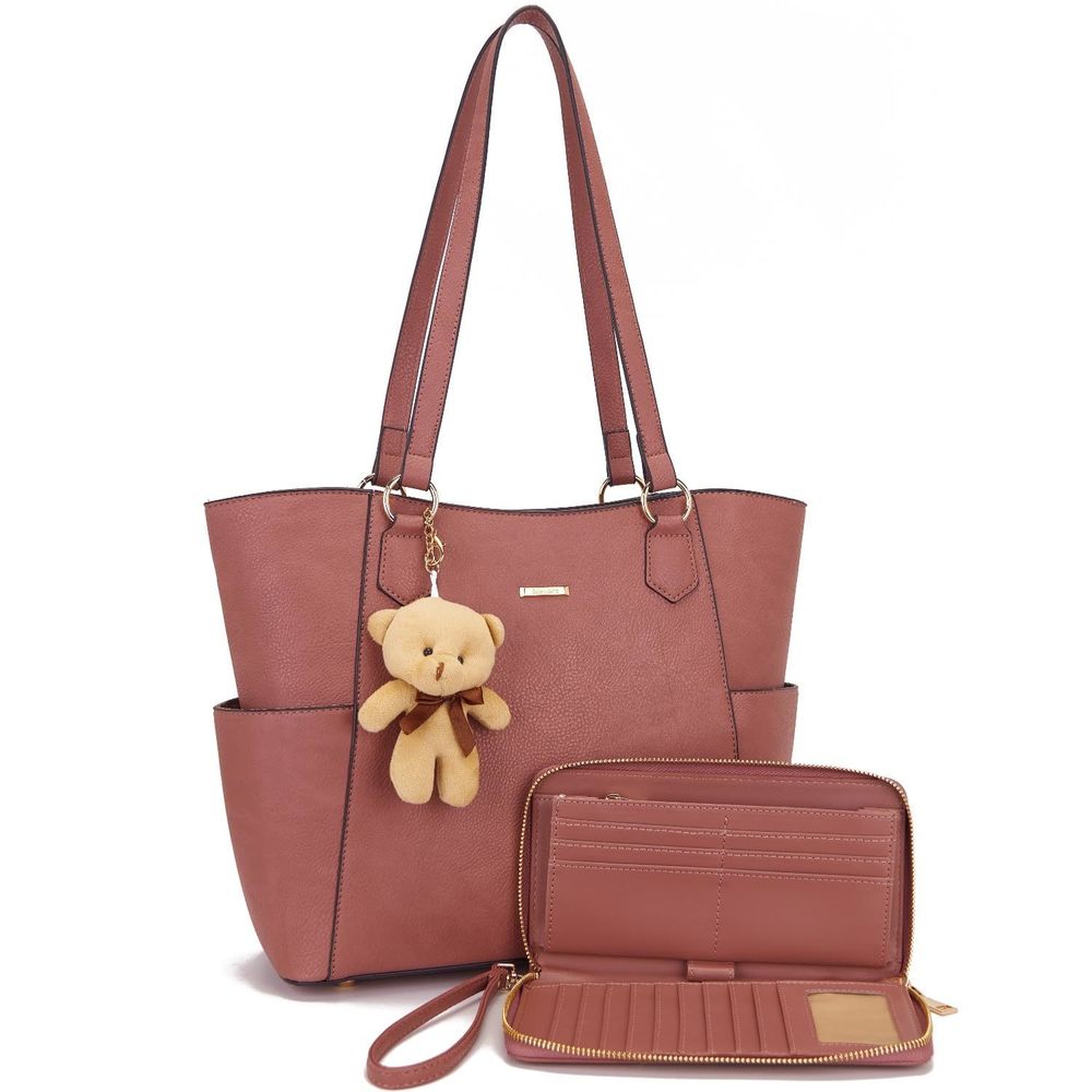 Classic Bag Bag And Card Case Combo For Satchel Handbags Synthetic Textured St